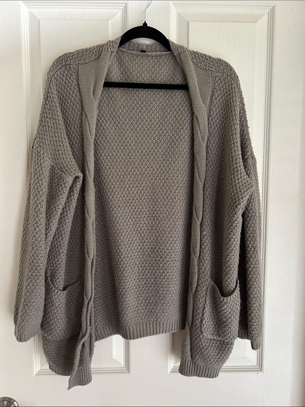 Women's Open-Front Chunky Knit Cardigan Sweater - Gray